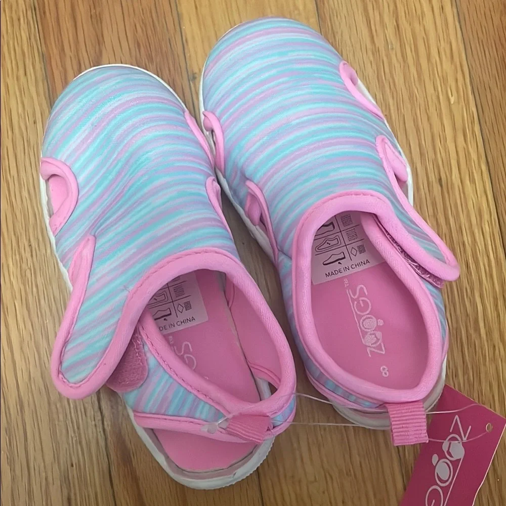 ZOOGS Pink and Blue Slip-On Water Shoes with Cushioned Sole Size 8